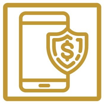 Phone with a security shield graphic icon