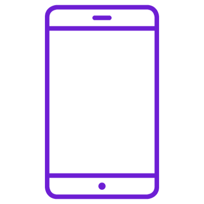 Purple Cell Phone with Finger Pointing at Money Display Graphic
