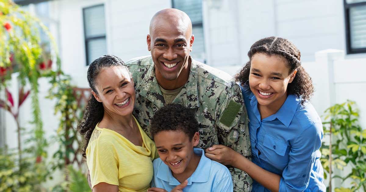 African American family with their military father.