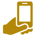 Hand holding a cell phone icon