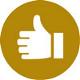 Picture of circle with thumbs up for Satisfaction Guarantee